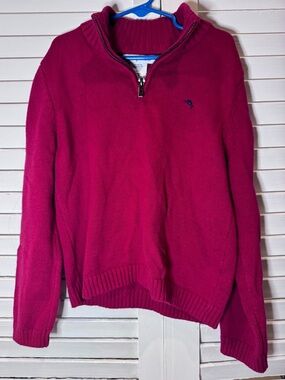 Tommy Bahama Boy’s Quarter Zip Sweater Red Size M 7 8 Cotton